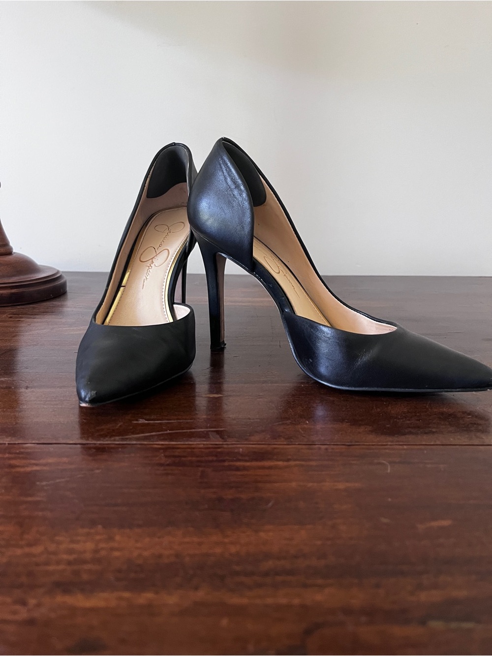 Jessica Simpson Black Leather Pointed-Toe Stiletto Pumps 6